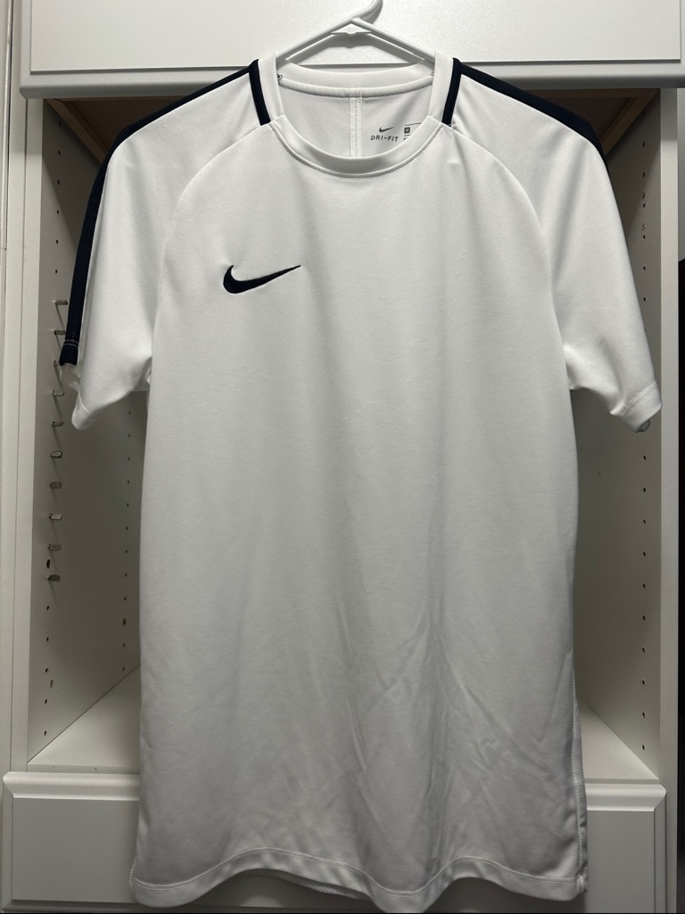 Nike Men’s White Performance Dri-FIT Shirt with Black Accents